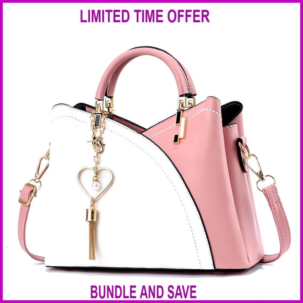 Faux Leather Crossbody Shoulder Bag with Top Handle and Zipper Closure
